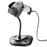 Zebra DS2208-SR BLACK WITH STAND COILED USB KIT: DS2208-SR00007ZZWW SCANNER, CBA-U32-C09ZAR SHIELDED COILED USB 9' CABLE, 20-71043-04R STAND