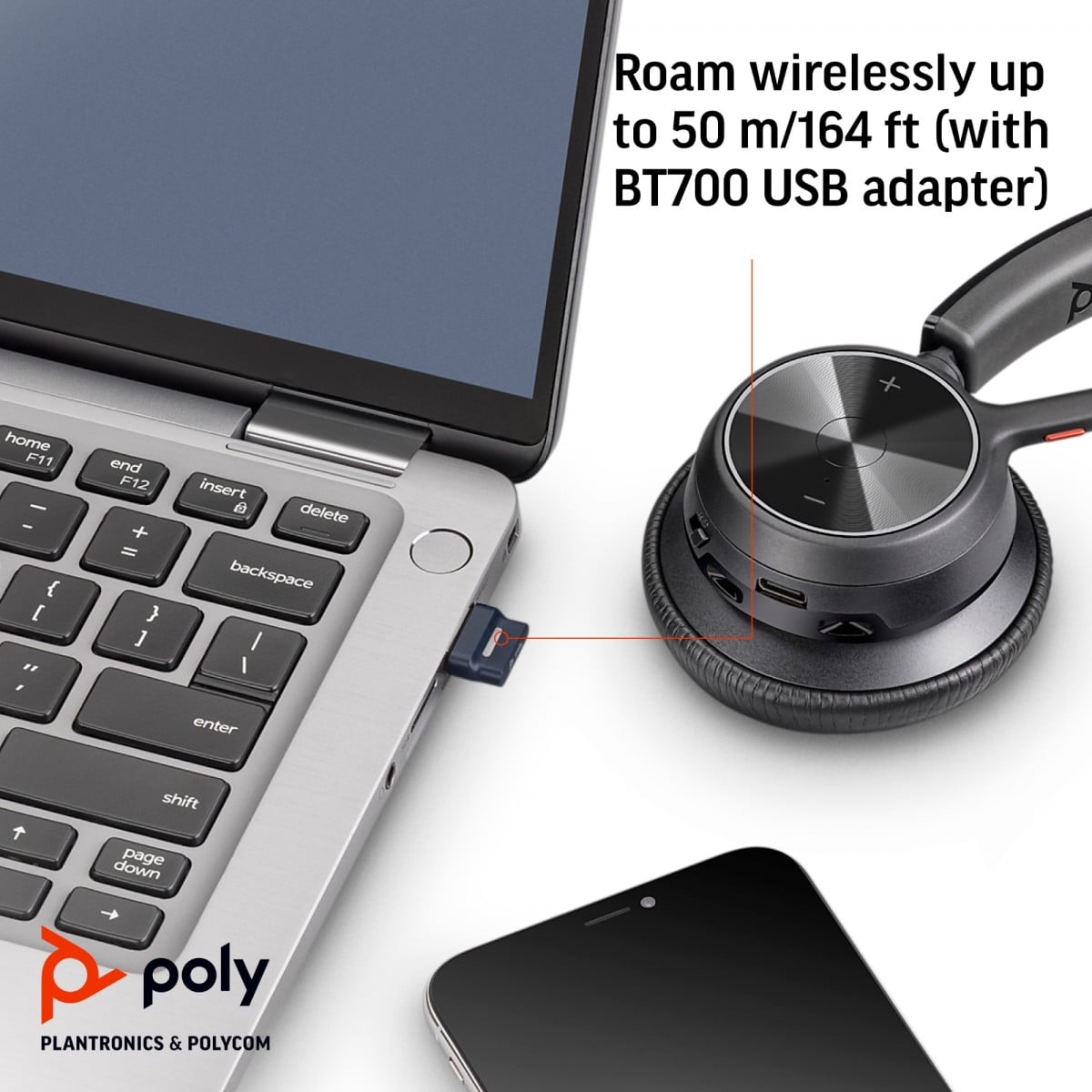 HP Poly Voyager 4310-M UC Headset +USB-A to USB-C Cable +BT700 dongle Sans fil Arceau Bureau/Centre d'appels USB Type-A Bluetooth Socle de chargement Noir