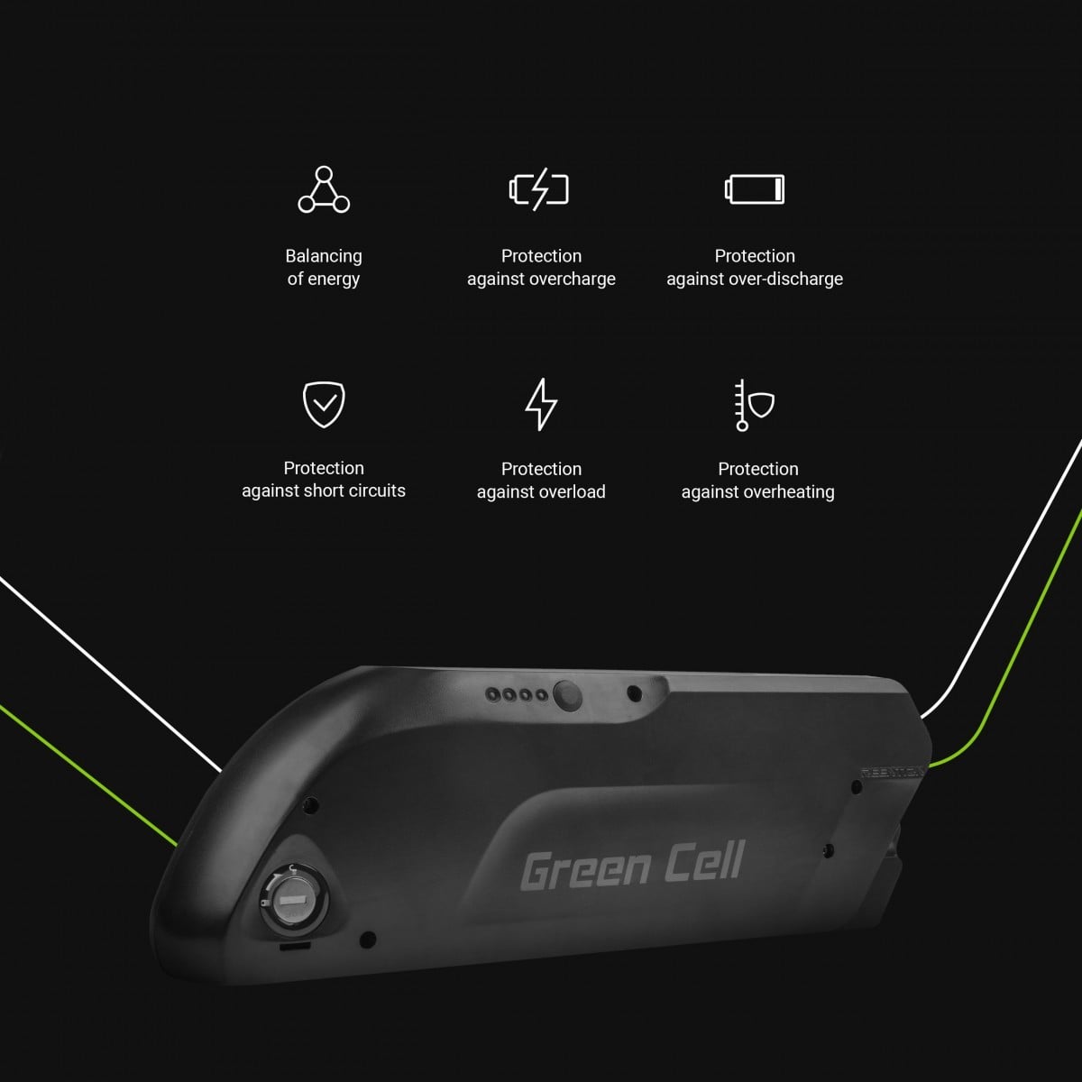 Green Cell EBIKE25STD Batterie 13Ah (468Wh) pour vélo électrique E-Bike 36V
