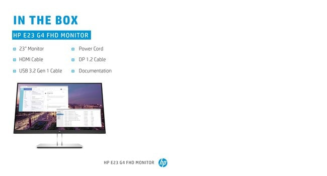 "HP E-Series E23 G4 58,4 cm (23"") 1920 x 1080 pixels Full HD LCD Noir, Argent"