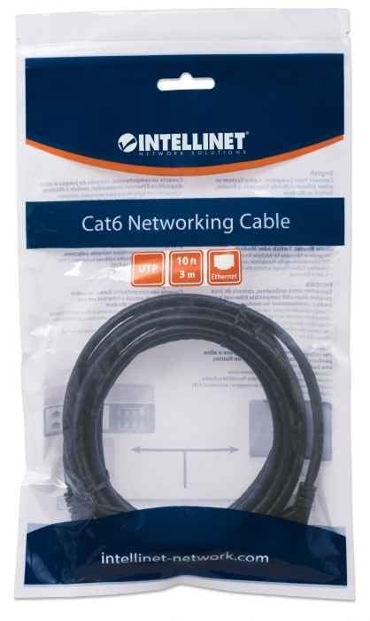 Intellinet 3m Cat6 câble de réseau Noir U/UTP (UTP)