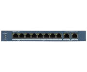 Hikvision DS-3E1310HP-EI(B) commutateur réseau Géré Fast Ethernet (10/100) Connexion Ethernet, supportant l'alimentation via ce port (PoE) Gris