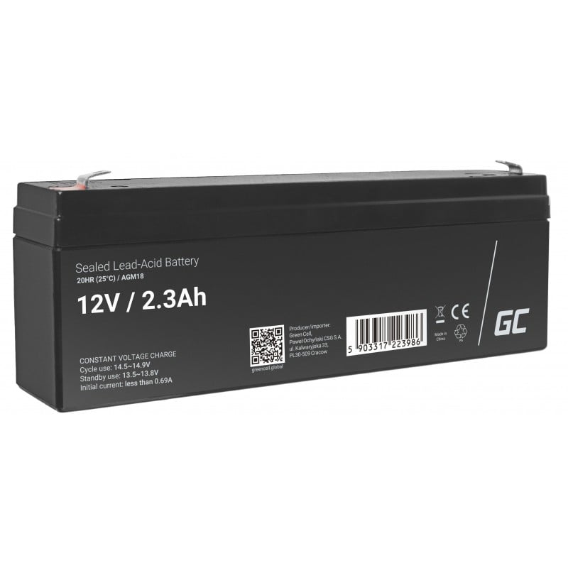 Green Cell AGM Battery 12V 2.3Ah - Battery - Baby (C)