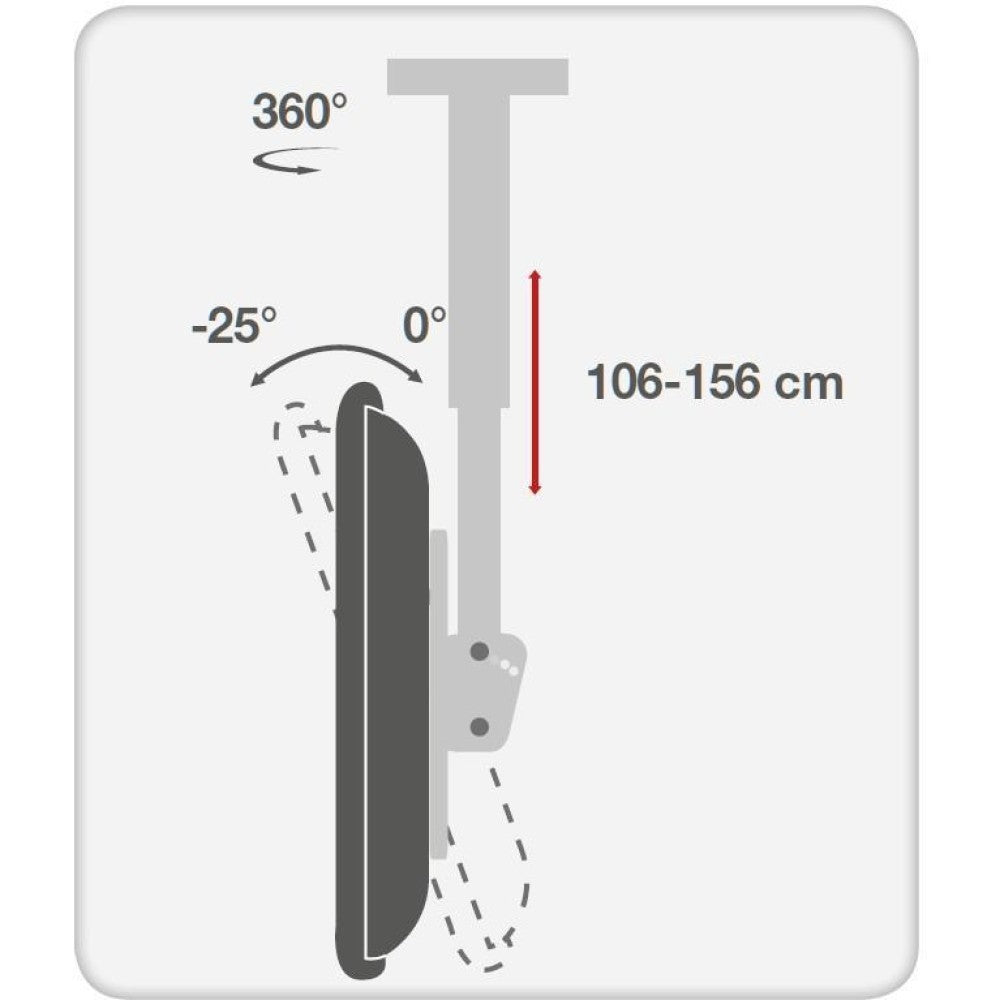 "Techly ICA-CPLB 946L Support de plafond pour TV 37-70"" LED/LCD 50kg réglable"