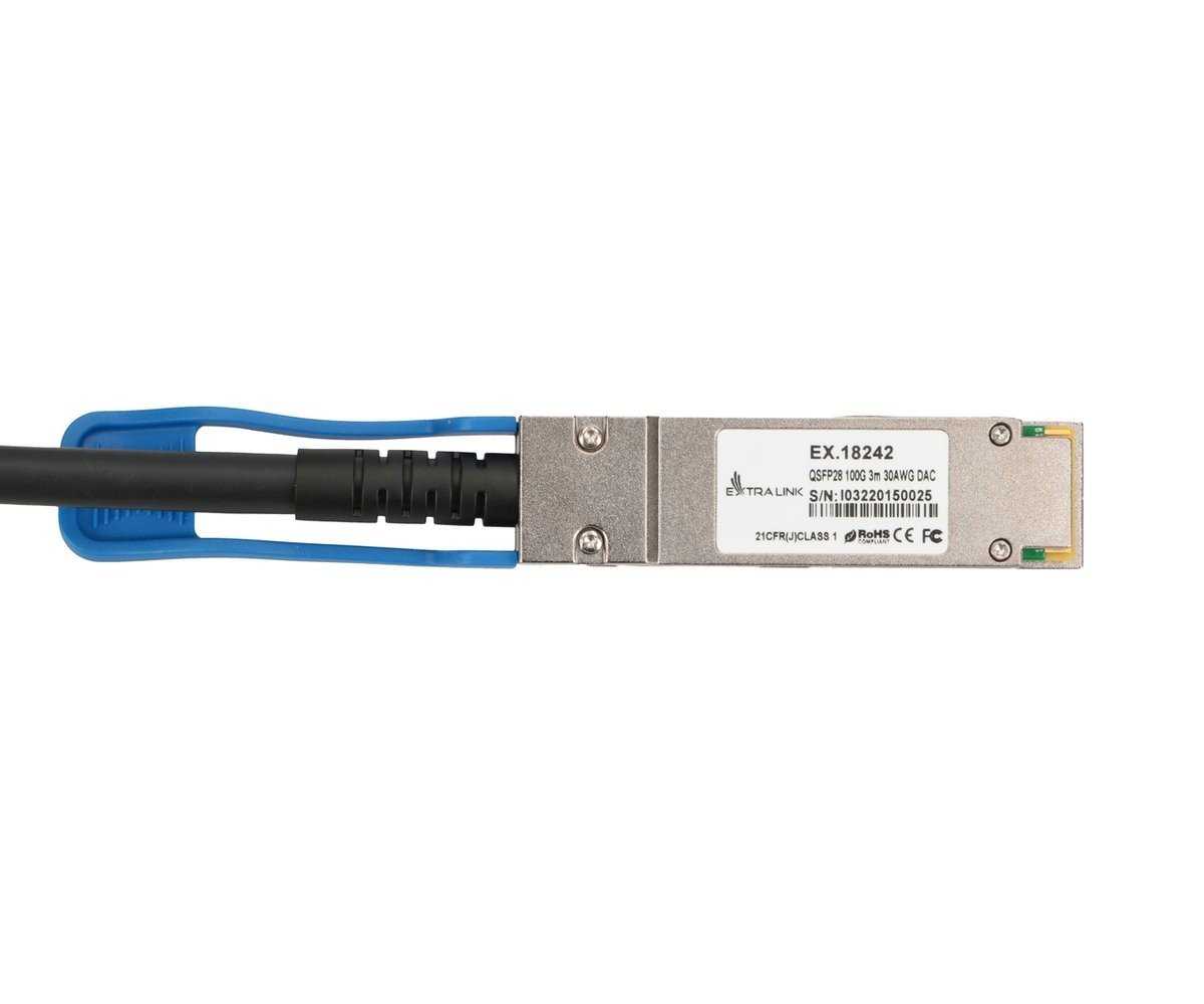 Extralink QSFP28 DAC CABLE 100G 3M 30AWG PASSIVE câble InfiniBand et a fibres optiques Noir