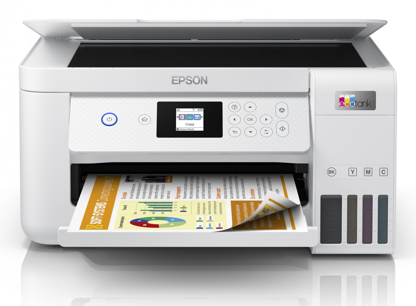 EPSON EcoTank ET-2856 MFP colour ink-jet refillable A4 10.5ppm print 100 sheets USB Wi-Fi white