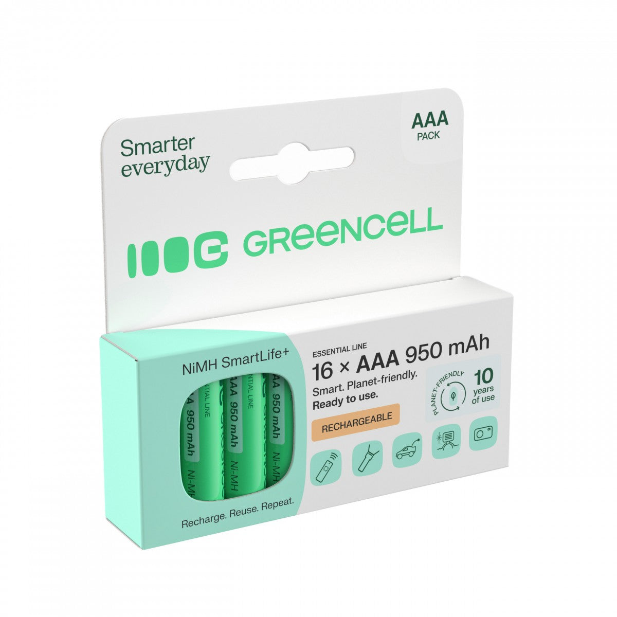 Green Cell GR12 Piles rechargeables 16x AAA R3 Ni-MH 950mAh