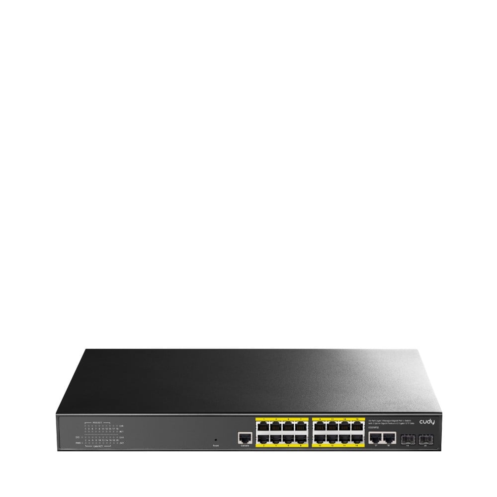 Cudy GS2018PS2 Géré L2 Gigabit Ethernet (10/100/1000) Connexion Ethernet, supportant l'alimentation via ce port (PoE) 1U Noir