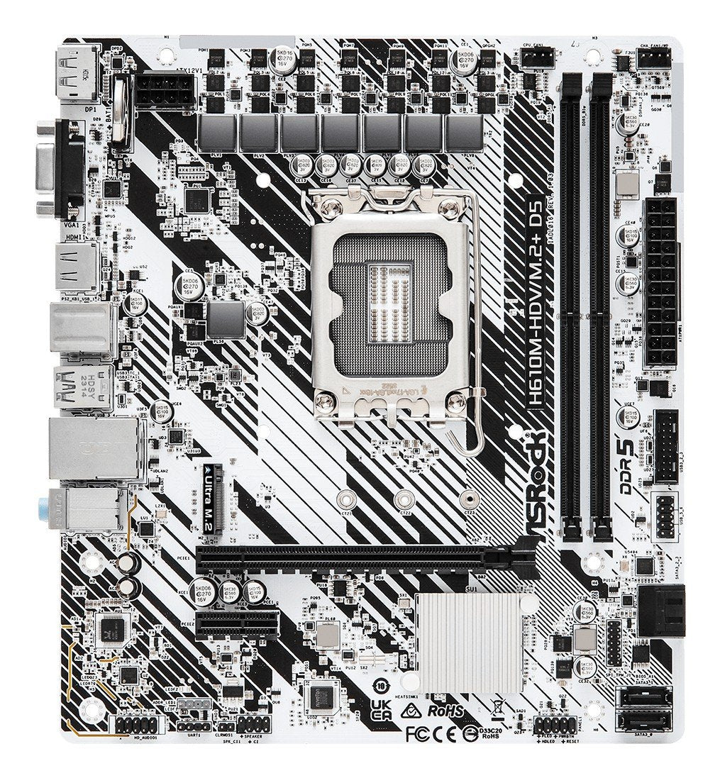ASRock 90-MXBM50-A0UAYZ Carte mere H610M HDV Micro ATX avec support DDR5