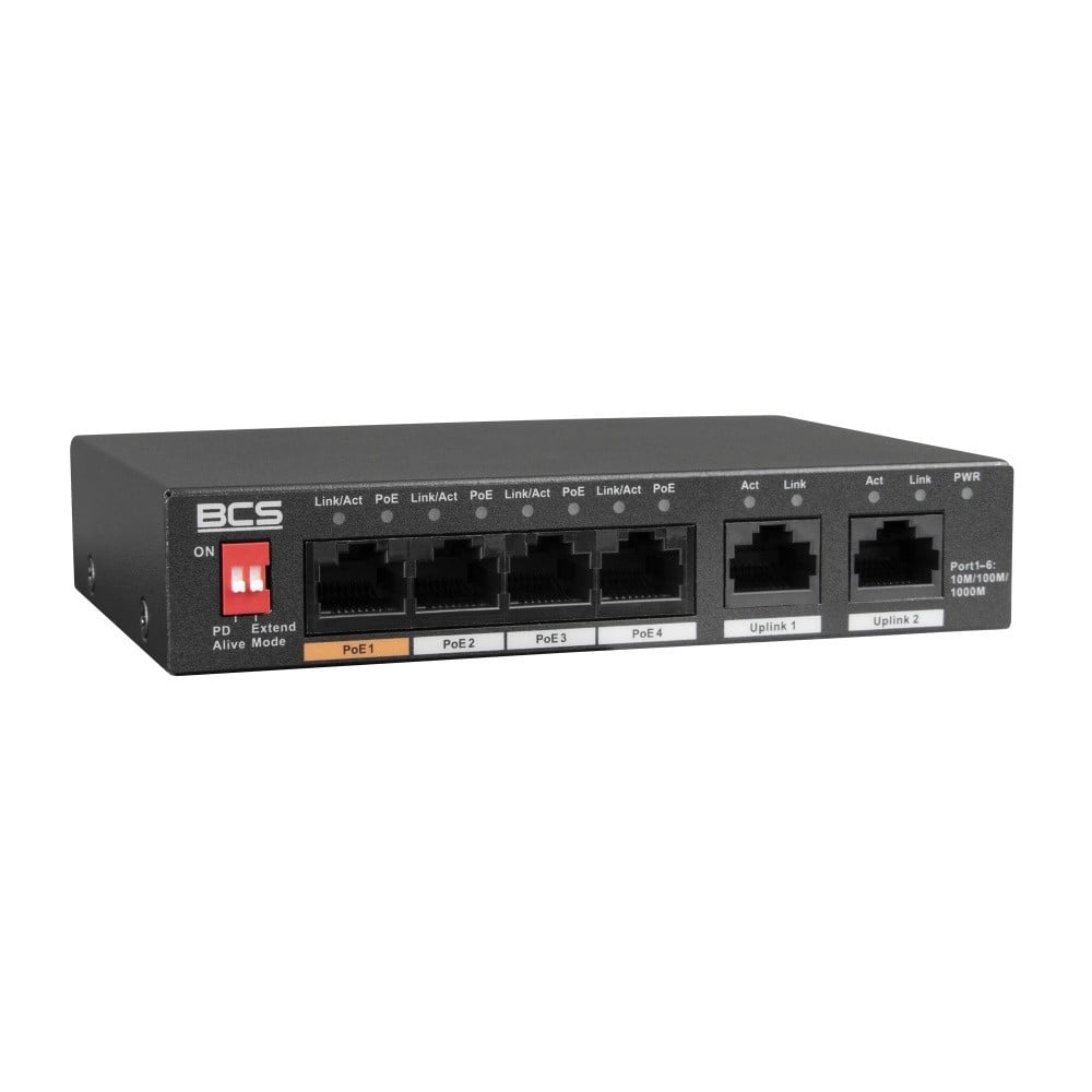 BCS BCS-L-SP04G02G(2) Commutateur PoE 4 ports exPoE 60W 1Gbps avec modes Standard/Étendre