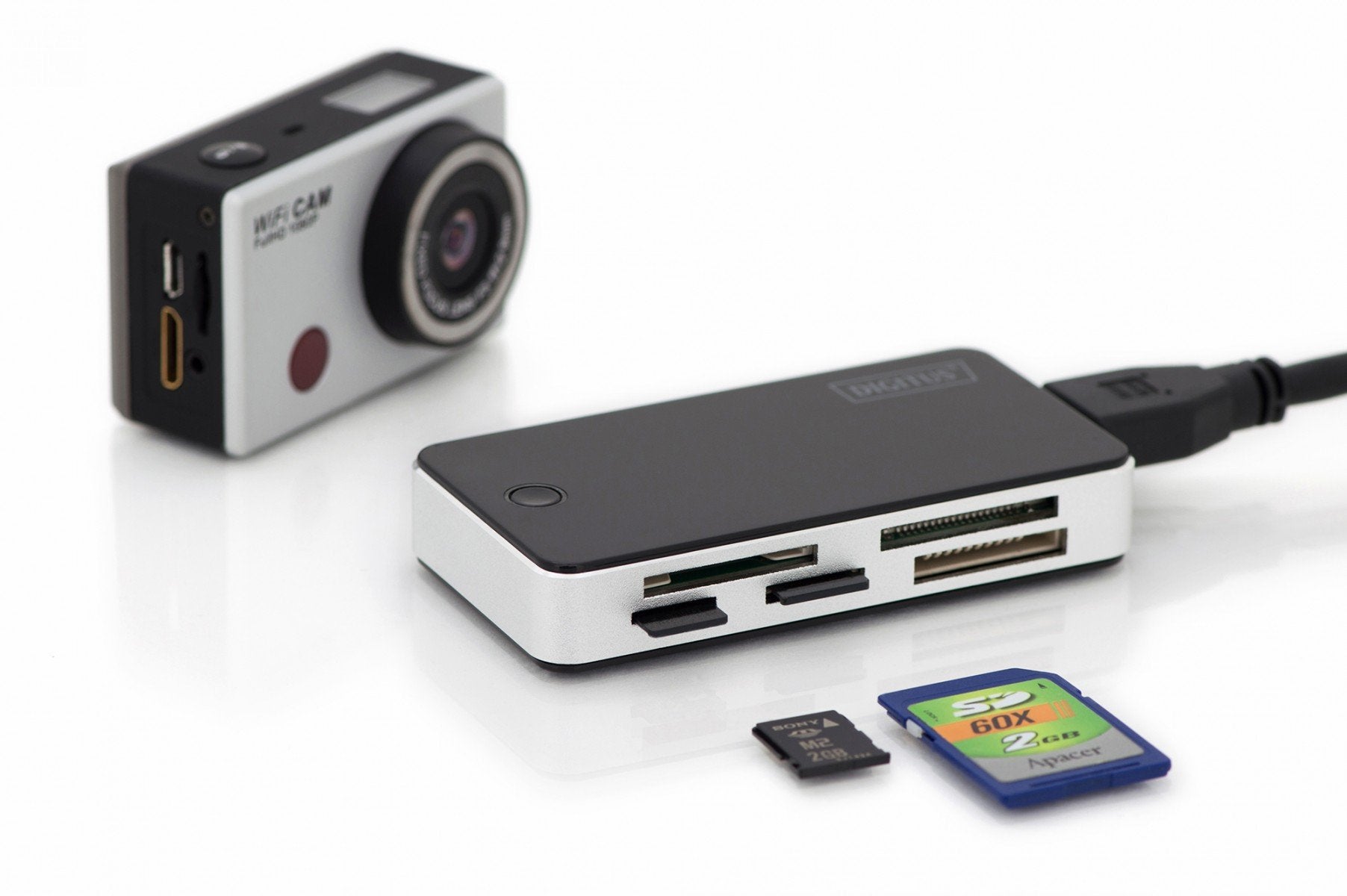 Digitus DA-70330-1 lecteur de carte mémoire USB 3.2 Gen 1 (3.1 Gen 1) Noir, Blanc