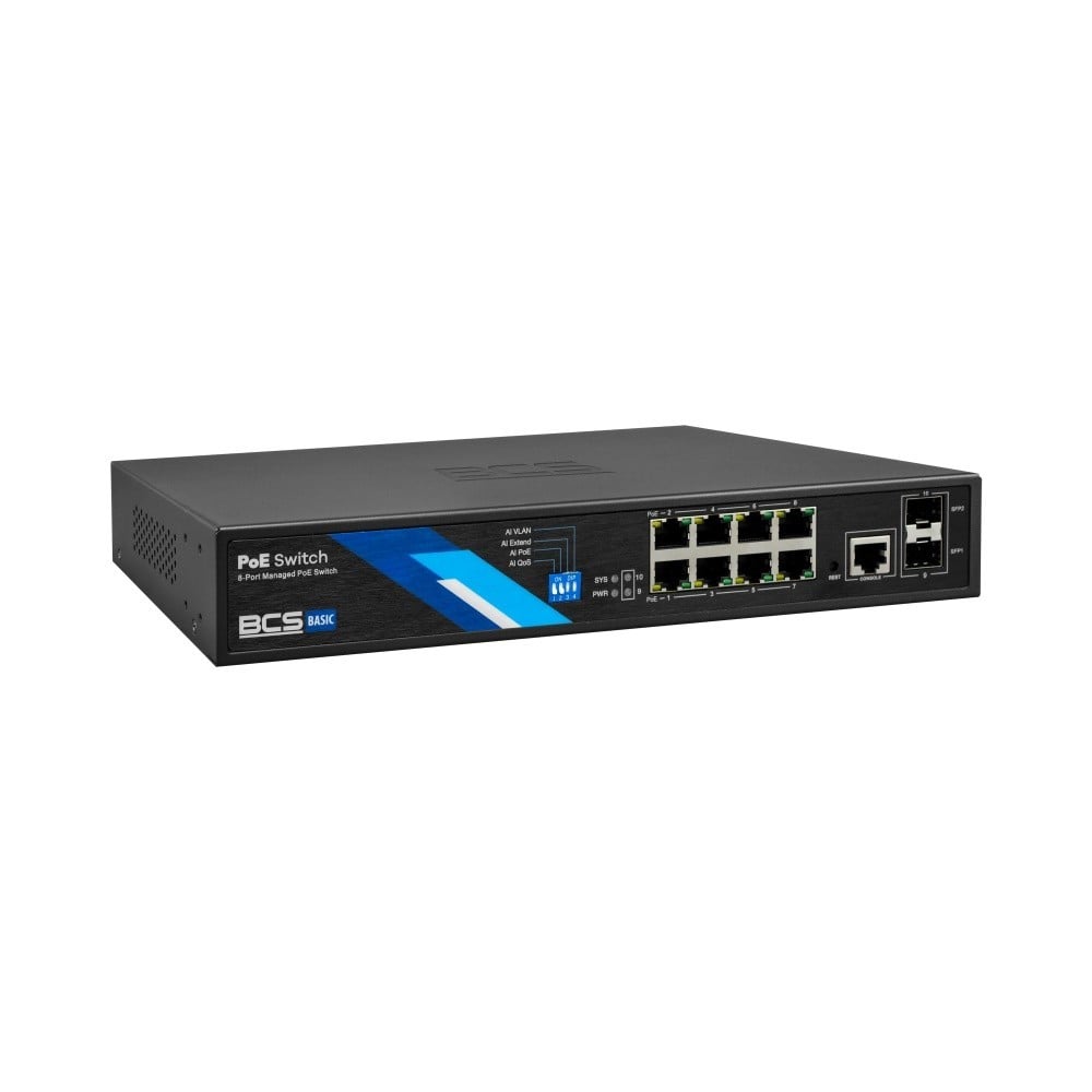 BCS BCS-B-SP08G-2SFP-M Commutateur PoE géré 8 ports avec uplink SFP 1Gbps
