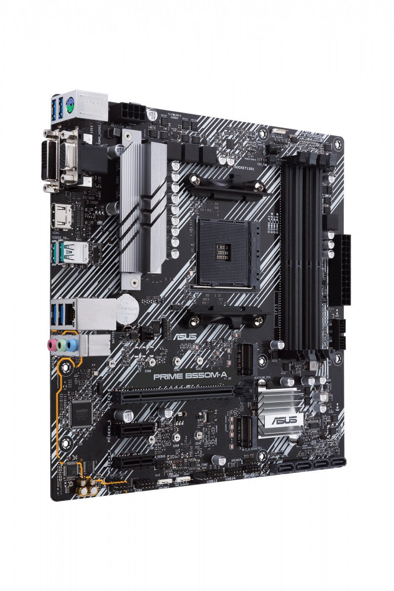 ASUS PRIME B550M-A mATX MB dual M.2 PCIe 4.0 1Gb Ethernet HDMI/D-Sub/DVI SATA 6Gbps USB3.2 Gen 2 Type-A