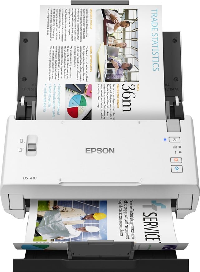 EPSON WorkForce DS-410 Document scanner Contact Image Sensor CIS Duplex A4 600x600dpi 26ppm ADF 50sheets 3000scans/d USB 2.0