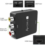 Techly IDATA SPDIF-6E3 Convertisseur AV Composite Vidéo et Audio 3x RCA vers HDMI 1080p