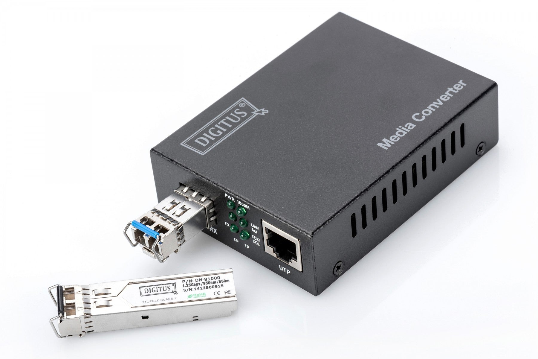 Digitus DN-82211 convertisseur de support réseau 10000 Mbit/s Noir