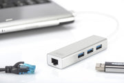 Digitus DA-70250-1 station d'accueil USB 3.2 Gen 1 (3.1 Gen 1) Type-A Argent, Blanc