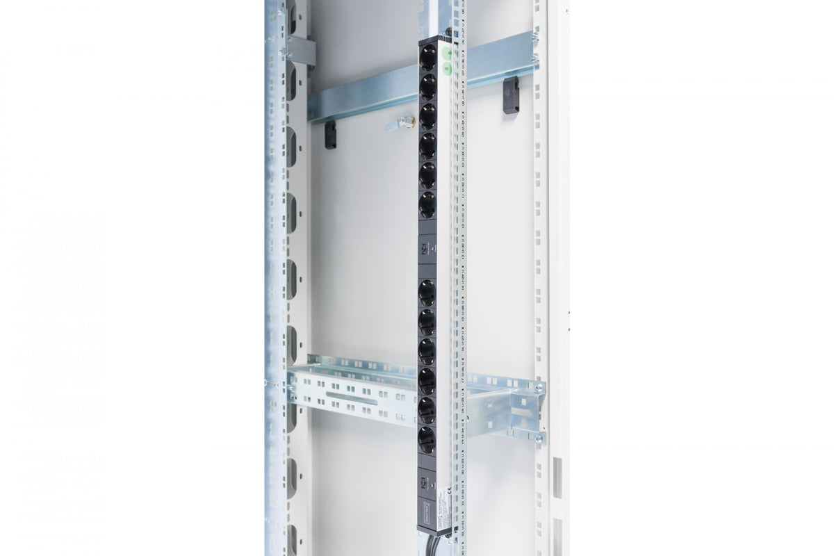 Digitus Bloc multiprise avec profilé en aluminium et protection contre la surcharge, prise électrique a contact de protection avec 12 sorties, connect