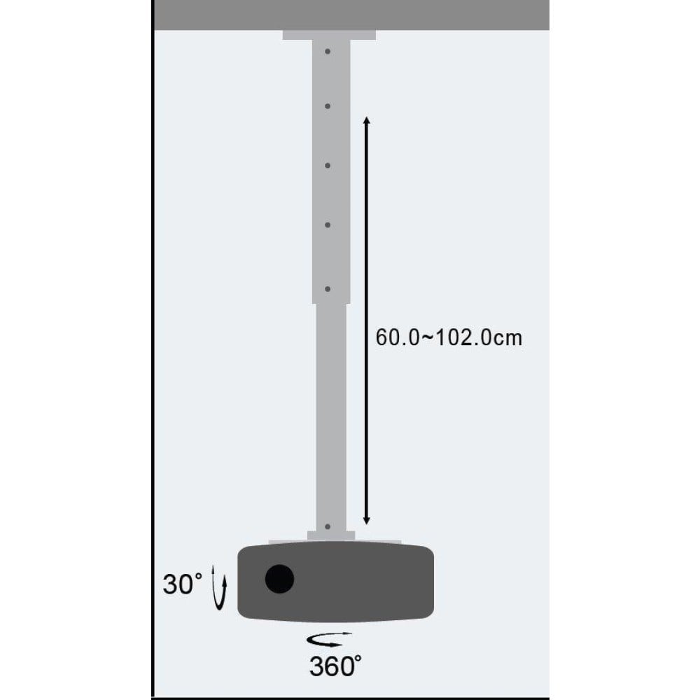 Support de projecteur Techly ICA-PM 102XL a montage au plafond 60-102cm pivotant argenté