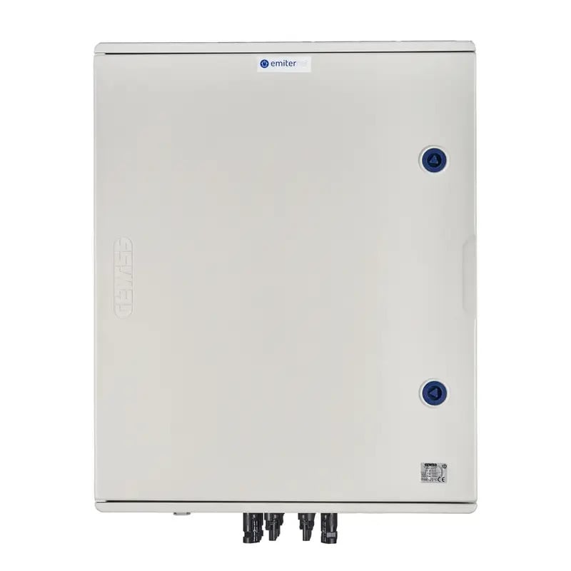 EMITER EM-855_DCAC Tableau de distribution DCAC, IP66, SPD DC Dehn 1000V type 1+2, 4 chaînes PV, 4 MPPT, SPD AC Dehn type 1+2, 100A 3-F, FR 100A, signal de phas