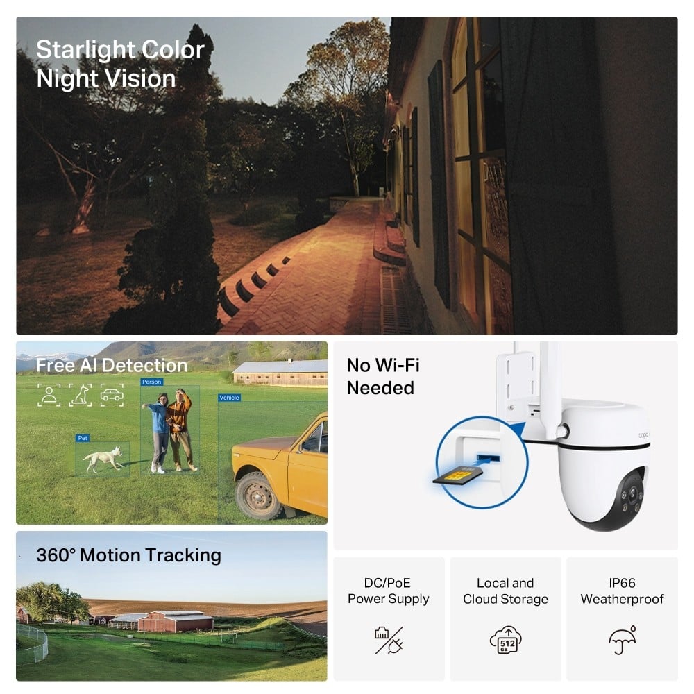 TP-LINK Tapo C501GW Outdoor Pan/Tilt 4G LTE Camera 1920x1080