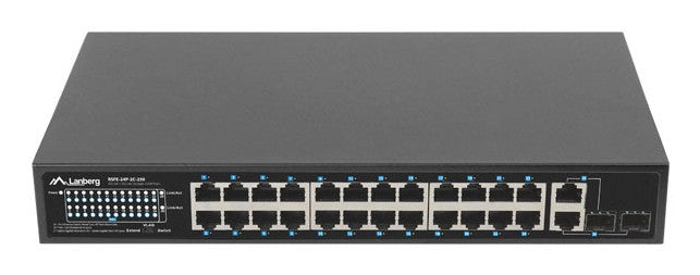 Lanberg RSFE-24P-2C-250 commutateur réseau Non-géré Gigabit Ethernet (10/100/1000) Connexion Ethernet, supportant l'alimentation via ce port (PoE) 1U Noir