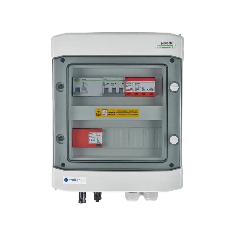 EMITER EM-1101_DCAC Tableau de distribution DCAC, IP65, SPD DC Dehn 1000V type 1+2, 1 x chaîne PV, 1 x MPPT, SPD AC Dehn type 1+2, 10A 3-F, RCD type A 40A/300mA