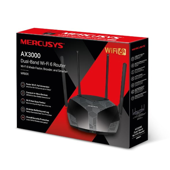 TP-LINK MERCUSYS AX3000 Dual-Band Wi-Fi 6 Router 574Mbps at 2.4GHz + 2402Mbps at 5GHz