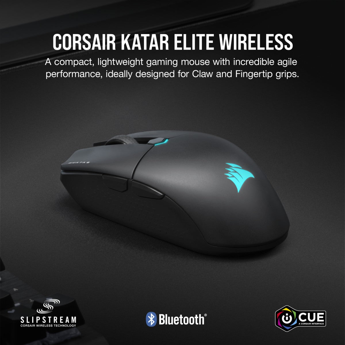 Corsair KATAR ELITE Wireless souris Gaming Droitier RF Wireless + Bluetooth + USB Type-A Optique 26000 DPI