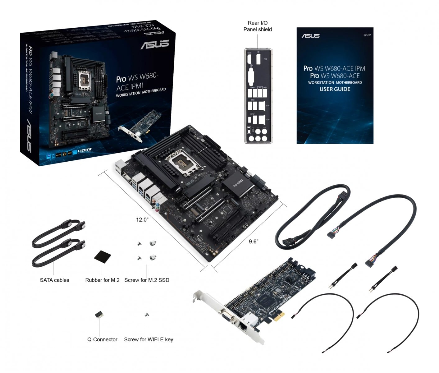 ASUS PRO WS W680-ACE IPMI LGA1700 ATX motherboard 4xDDR5 8xSATA DisplayPort 1.4 D-Sub HDMI 2.1