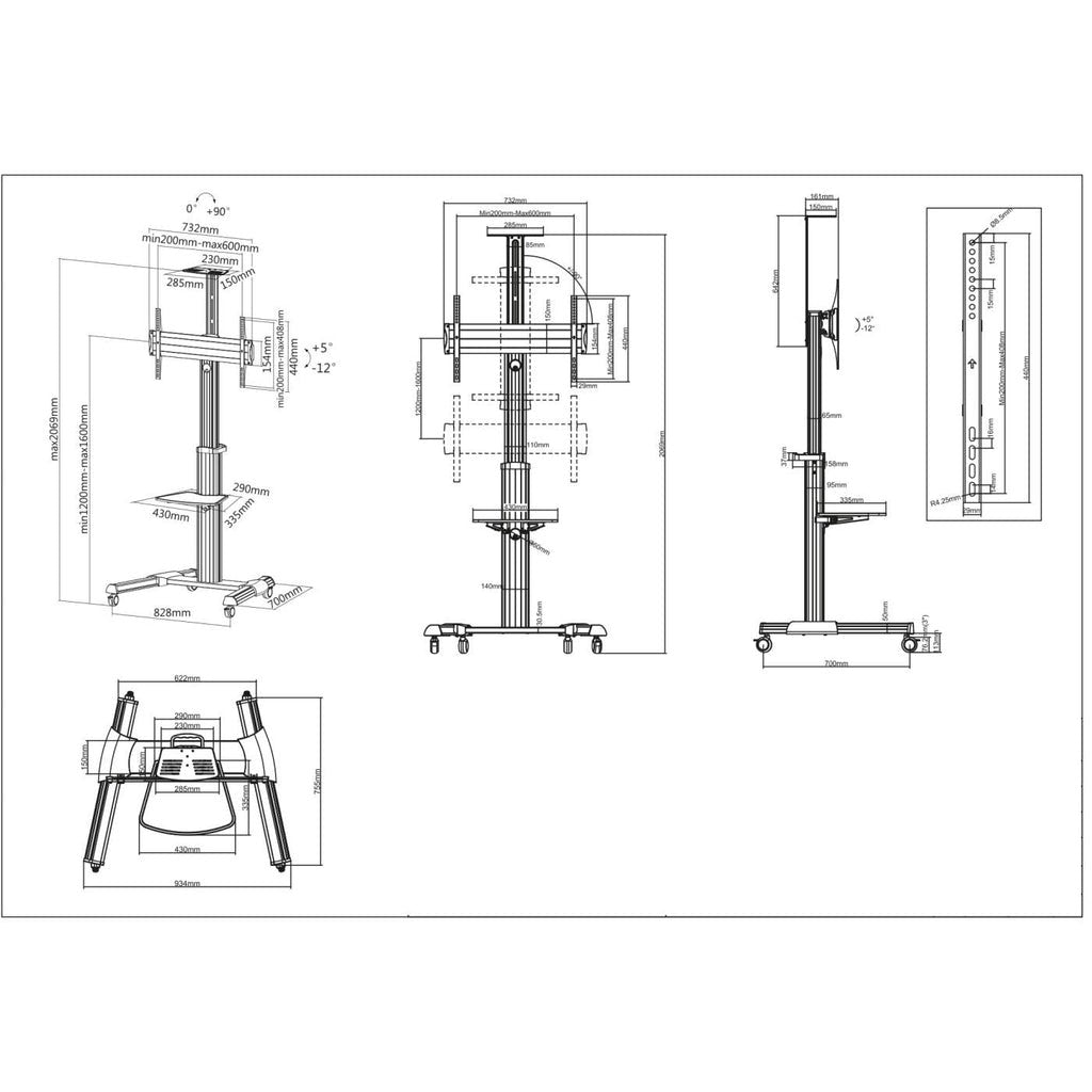 "Manhattan 461245 Support LCD 37-70"" rotatif argenté"