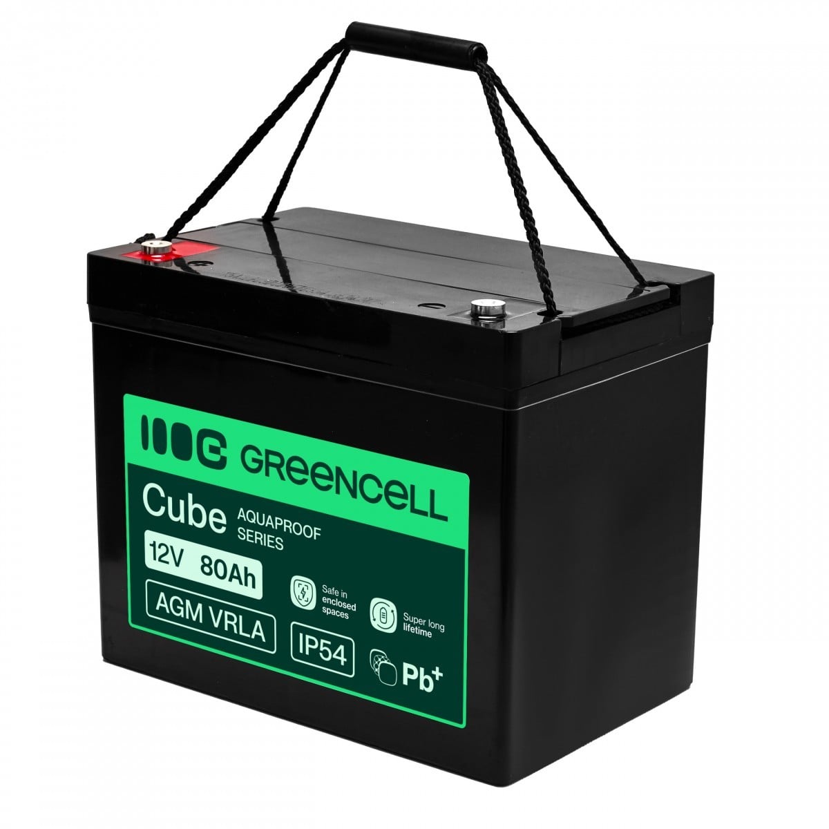 Batterie sans entretien Green Cell AGM VRLA 12V 80Ah pour UPS, balances, camping-car (260x168x216mm)