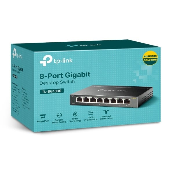TP-LINK TL-SG108S 8-Port Desktop Gigabit Ethernet Switch Steel Case