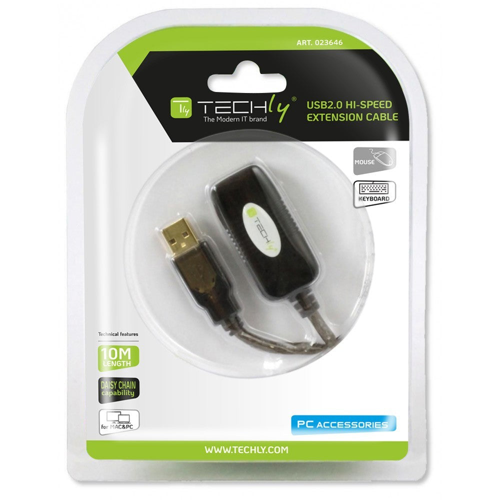 Techly IUSB-REP10TY Câble d'extension actif USB 2.0 USB-A mâle vers USB-A femelle 10m