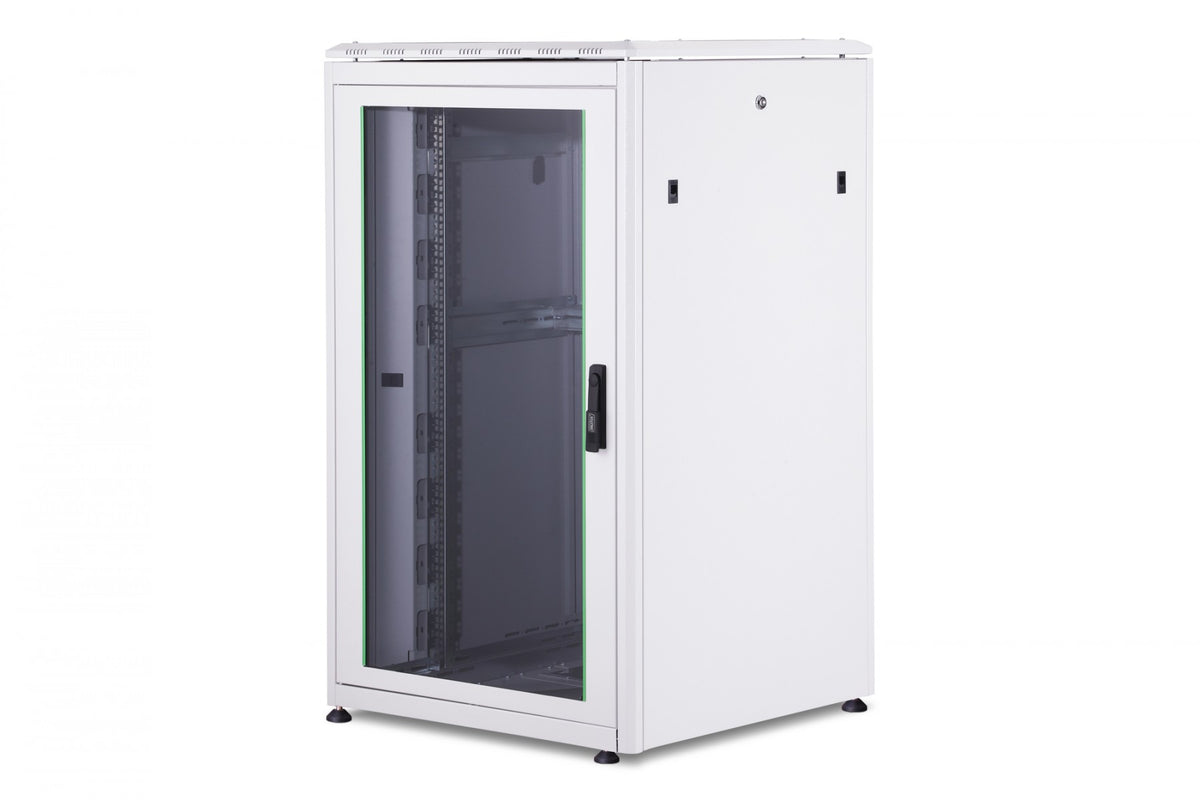 "Armoire réseau debout Unique 19"" 26U rack 800x800, porte avant en verre, gris, 800kg"