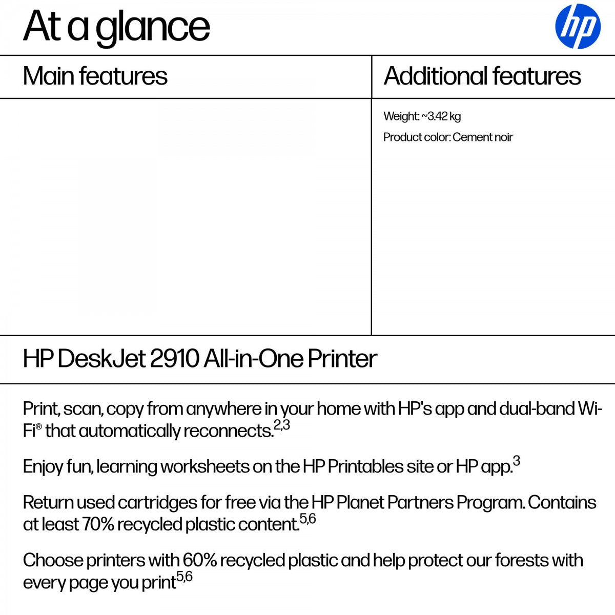 HP DeskJet 2910 A jet d'encre thermique A4 4800 x 1200 DPI 7,5 ppm Wifi