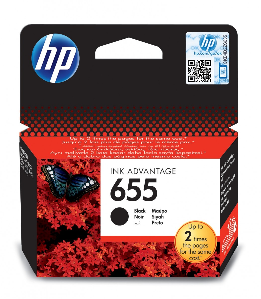 HP 655 Black Original Ink Advantage Cartridge - Encre a colorant - 1 piece(s)