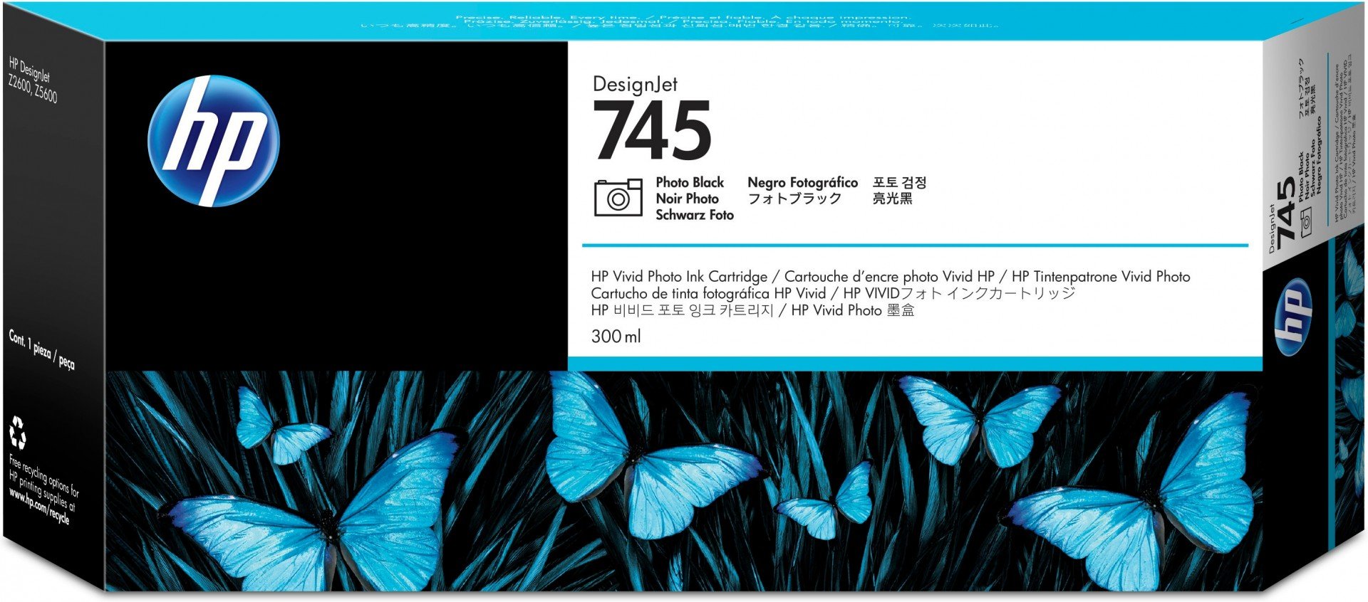 HP 745 original Ink cartridge F9K04A Photo Black 300 ml