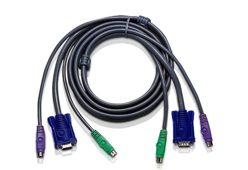 ATEN 10ft PS/2 - 3 m - PS/2 - PS/2 - VGA - Noir - 2 x 6 pin mini-DIN M - 1 x HDB-15 M