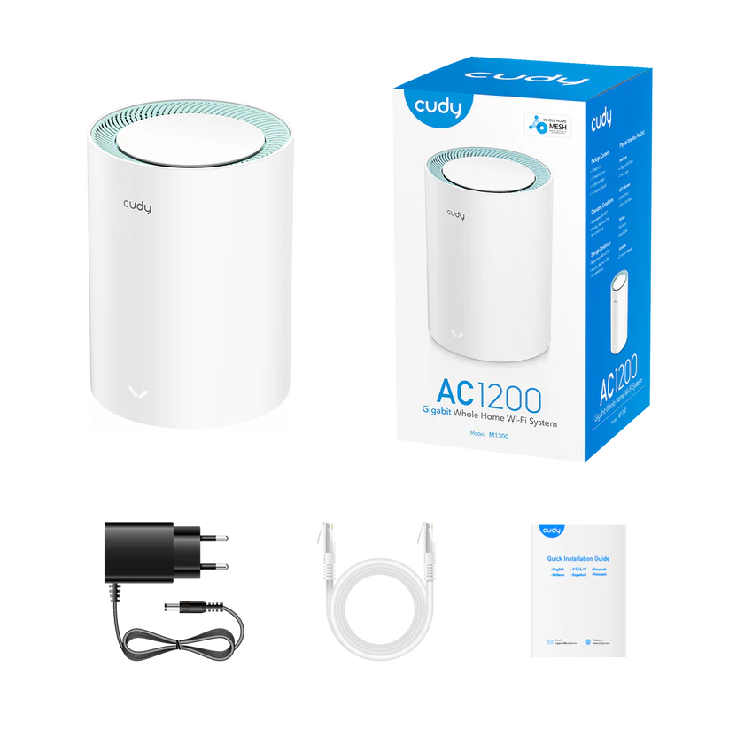 Cudy M1300 1-PACK systeme Wi-Fi maillé Bi-bande (2,4 GHz / 5 GHz) Wi-Fi 5 (802.11ac) Blanc 2 Interne