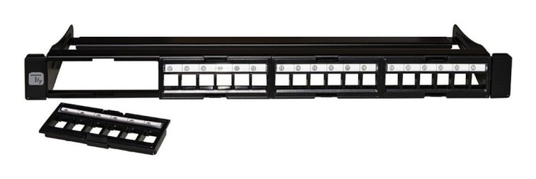 Techly I-KS PP-24-DEN Panneau de brassage UTP Keystone 24 ports avec 4 sections amovibles de 6 ports