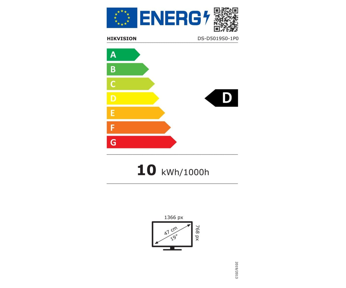 Hikvision DS-D5019S0-1P0 Moniteur HD sans bord de 18,5 pouces