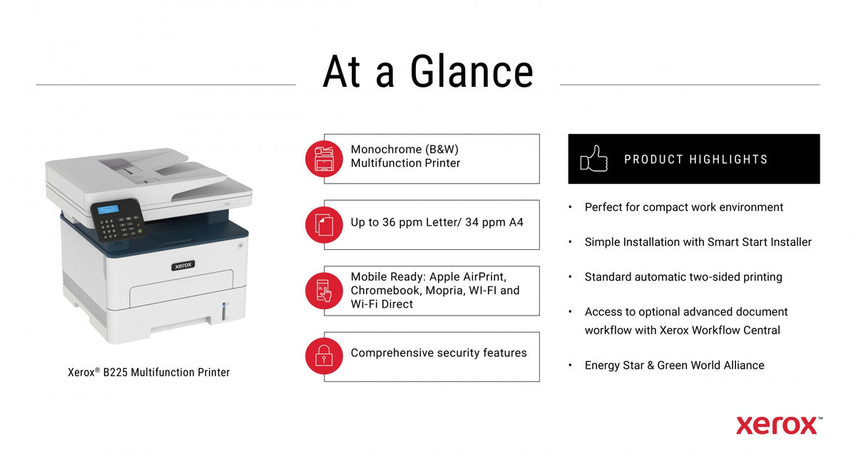 XEROX B225 MONO MULTIFUNCTION PRINTER