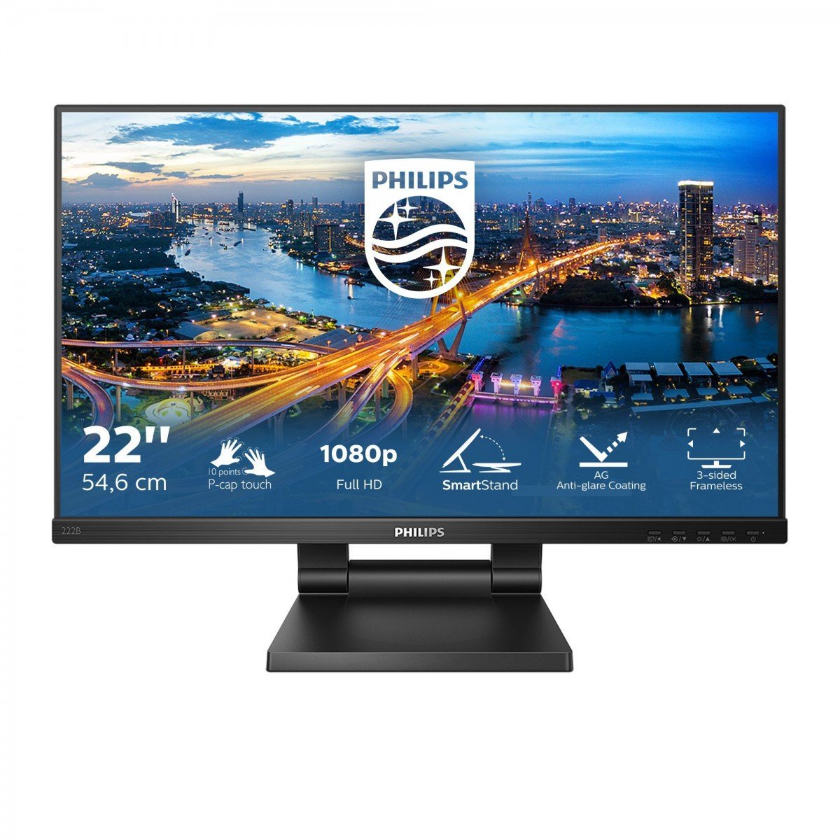 PHILIPS 222B1TC/00 21.5p 16:9 IPS FHD 60Hz 250cd/m2 D-SUB HDMI DP 1xUSB-B/3x USB 3.2