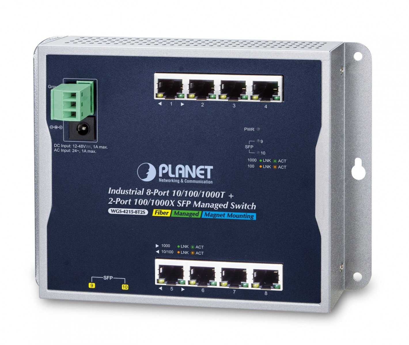 PLANET WGS-4215-8T2S commutateur réseau Géré L2 Gigabit Ethernet (10/100/1000) Noir