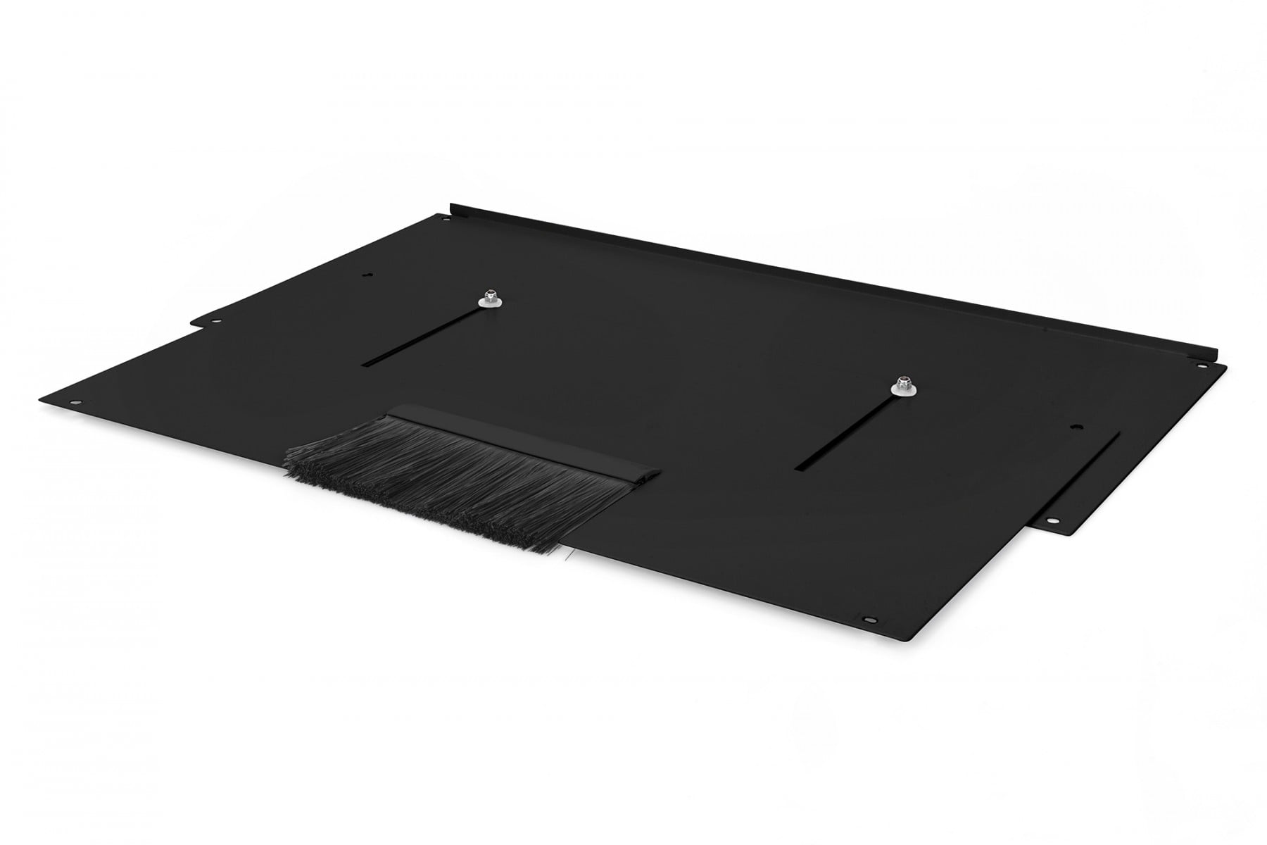 Panneau de fermeture supérieur / inférieur pour support de montage avec entrée de câble brossée, noir (RAL 9005)