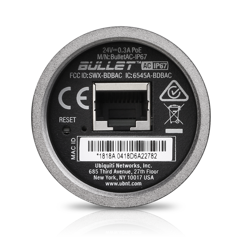 Ubiquiti Networks BULLETAC-IP67 point d'acces réseaux locaux sans fil Noir Connexion Ethernet, supportant l'alimentation via ce port (PoE)