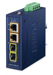 PLANET IP30 Compact size 2-Port IGTP-2205AT convertisseur de support réseau Bleu
