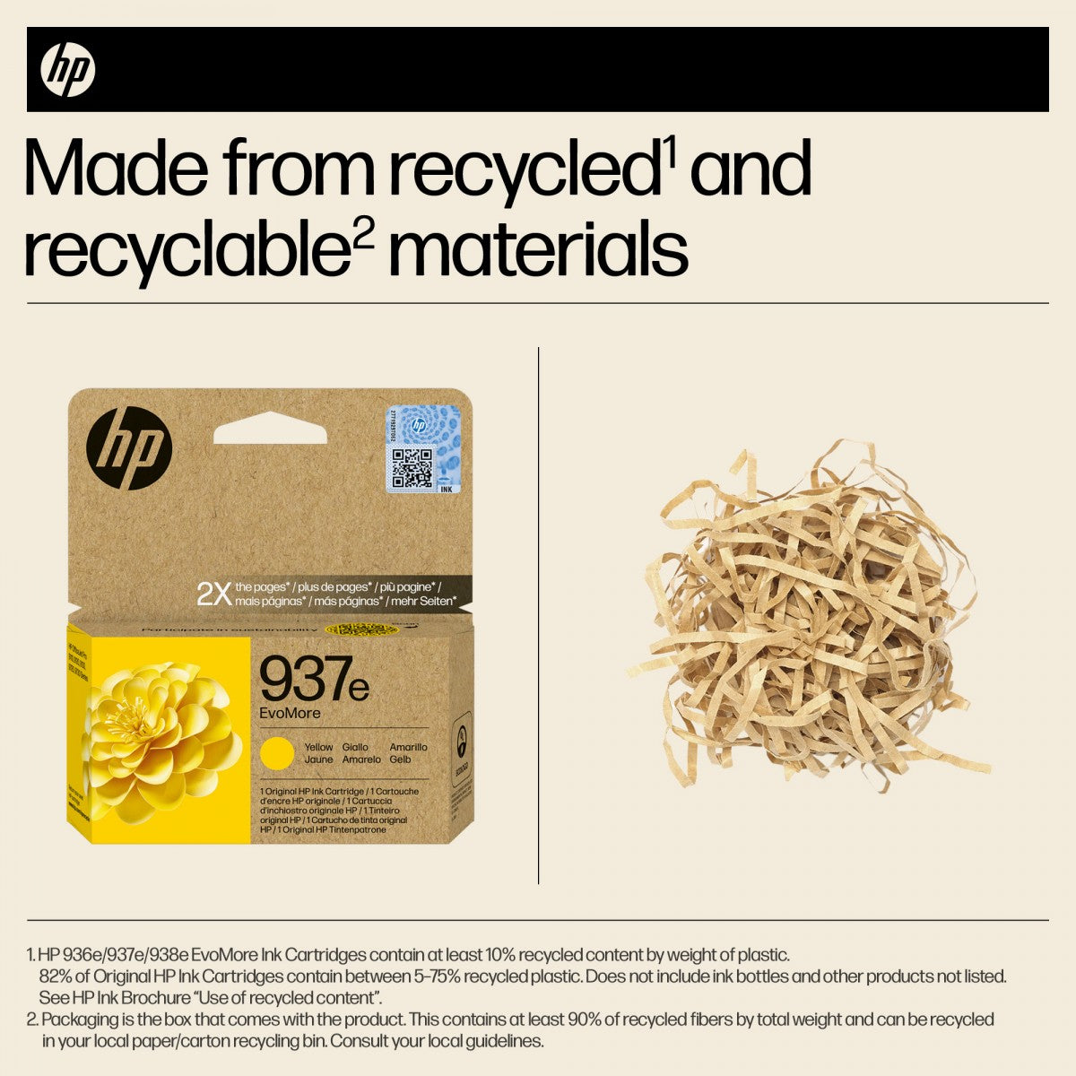 HP 937e EvoMore Yellow Original Ink Cartridge cartouche d'encre 1 piece(s) Rendement élevé (XL)