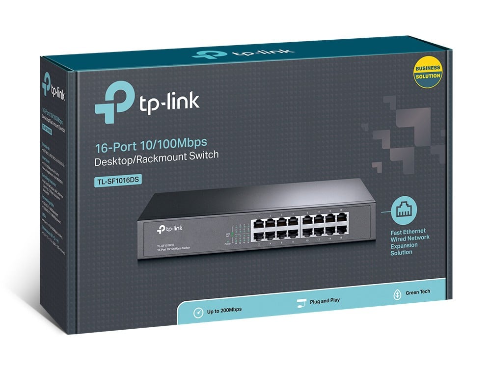 TP-Link TL-SF1016DS commutateur réseau Non-géré Fast Ethernet (10/100) 1U Noir
